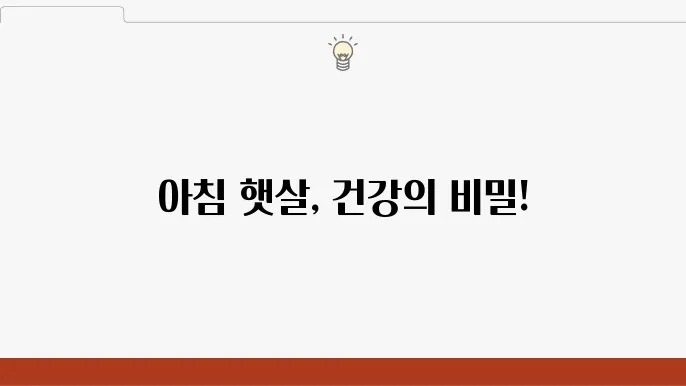 아침 햇살의 효과: 건강을 위한 아침 산책의 중요성