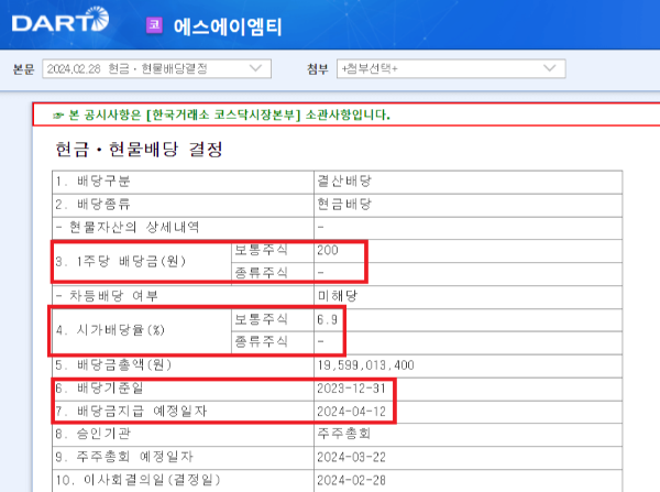 에스에이엠티-배당금-지급일