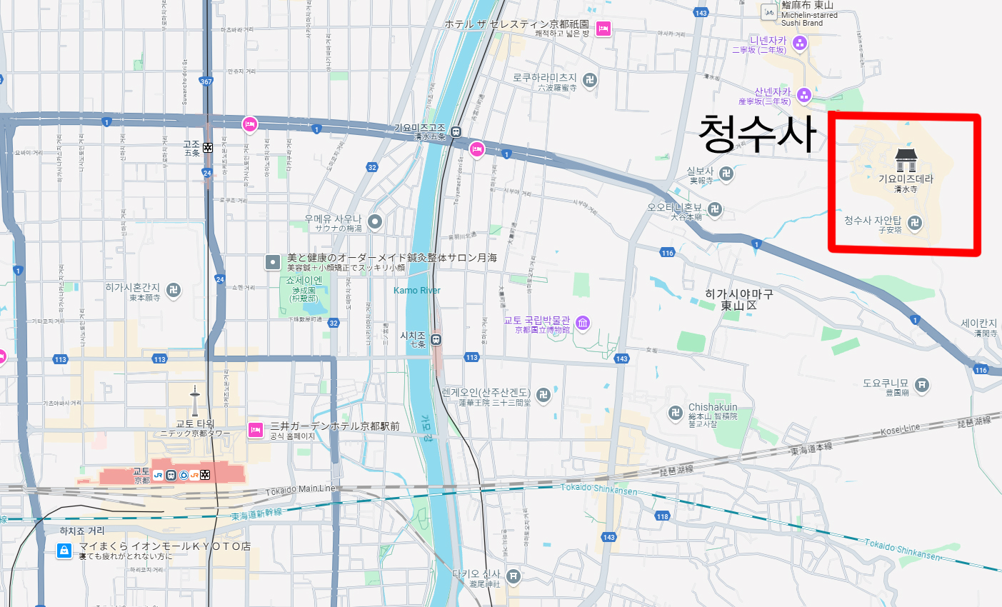 일본 교토 약도