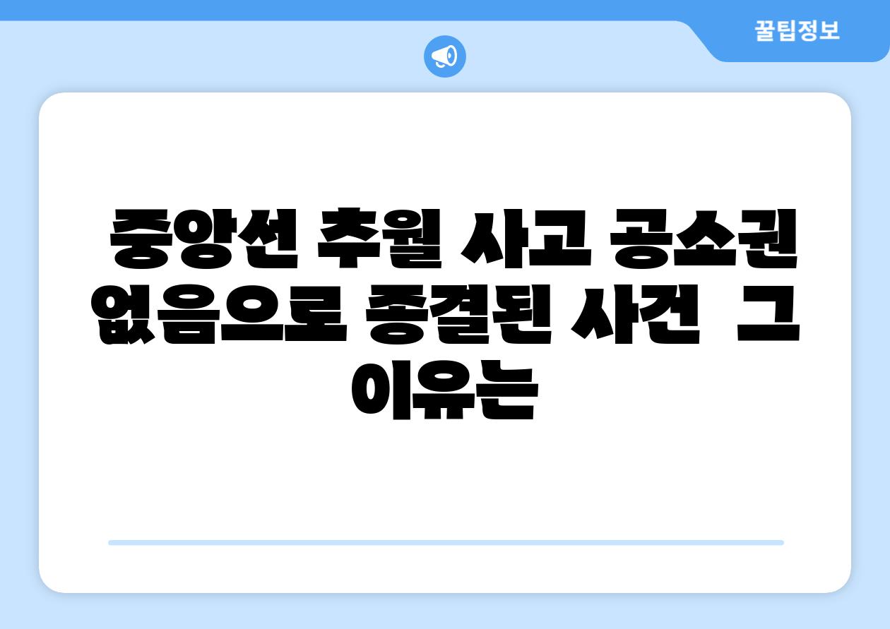  중앙선 추월 사고 공소권 없음으로 종결된 사건  그 이유는