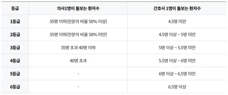 의사(간호인력)등급-기준