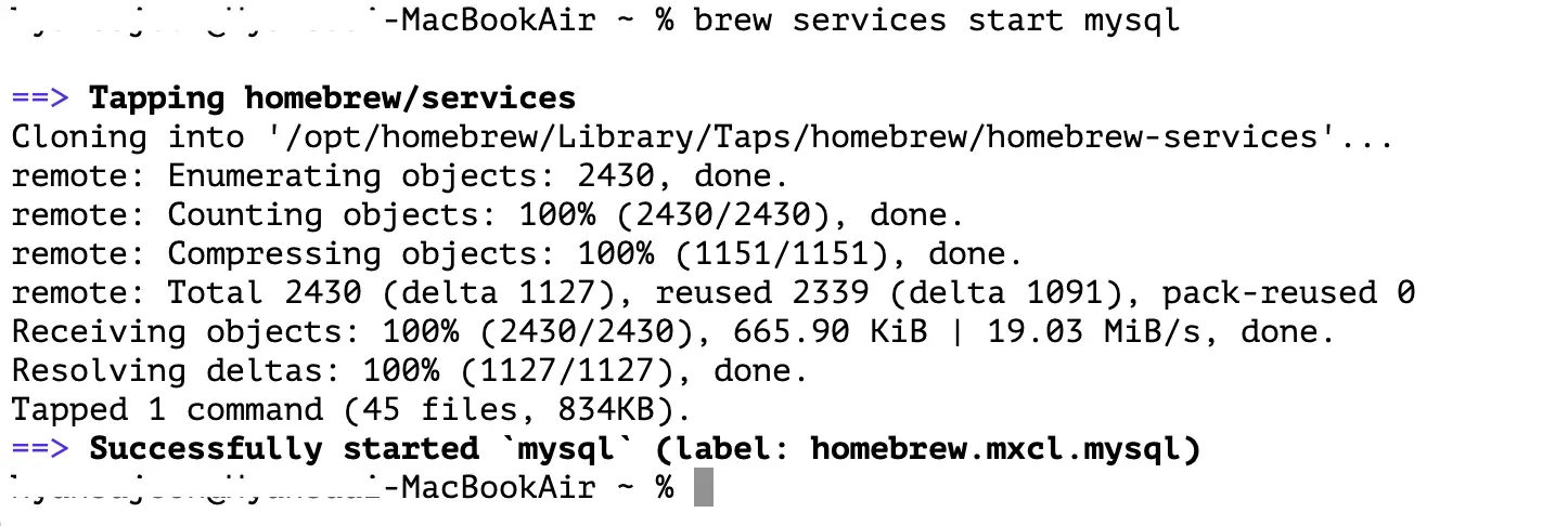 mysql 시작