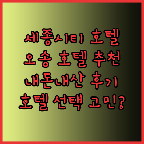 세종시티 오송 호텔 추천 3곳 내돈내