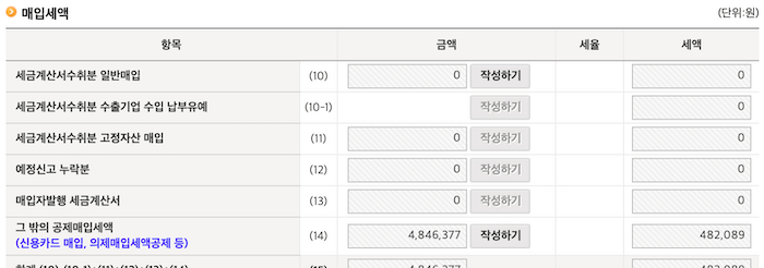 매입세액 정리