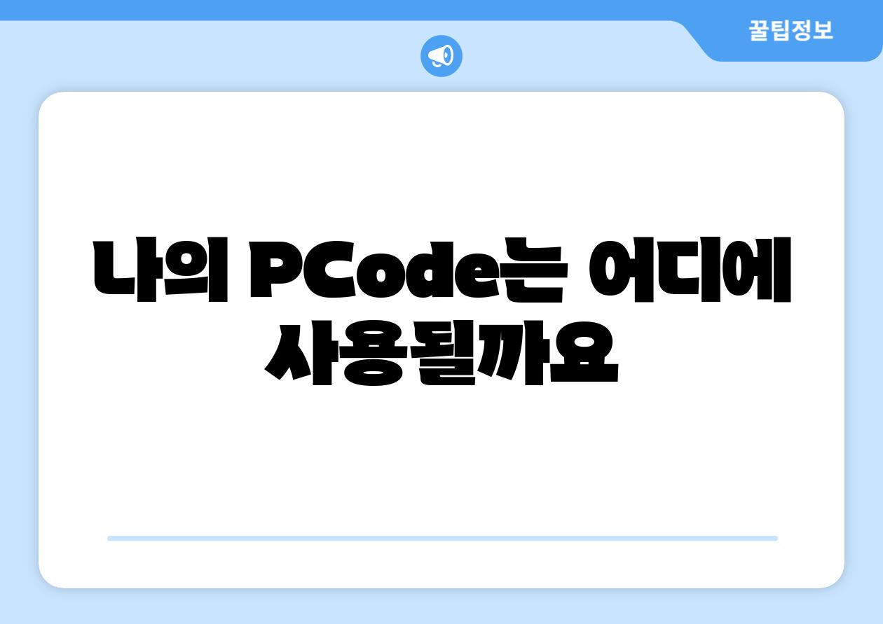 나의 PCode는 어디에 사용될까요