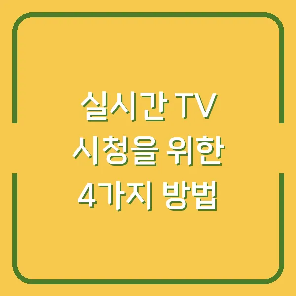 실시간 TV 시청을 위한 4가지 방법