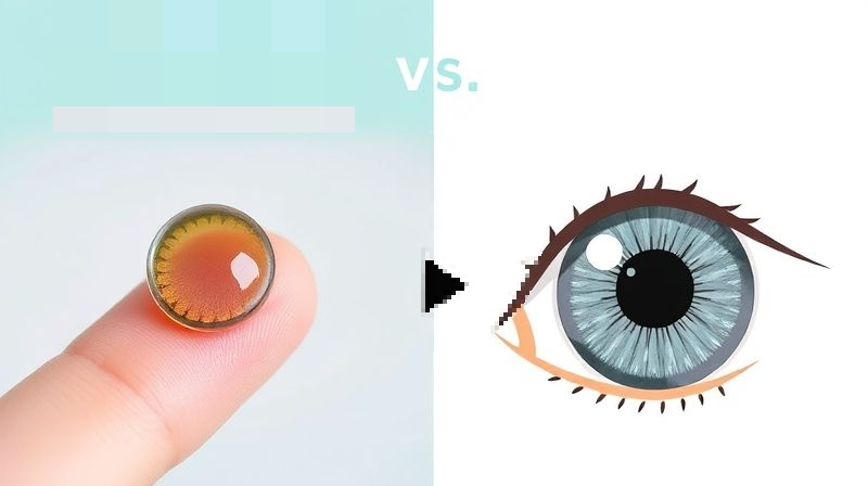 컬러렌즈와 아이링 시술을 비교하는 상징 이미지