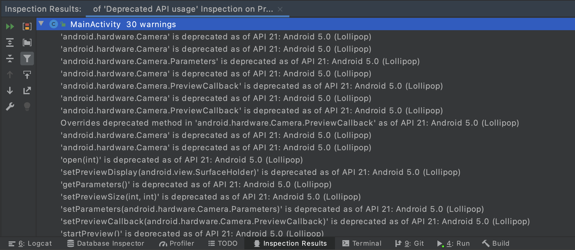  [Android] 소스 내에서 deprecated된 메소드 찾기