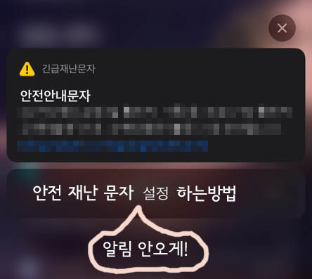  아이폰 재난 문자 알림 소리 받지 않는 방법 ( 안전 디딤돌 )