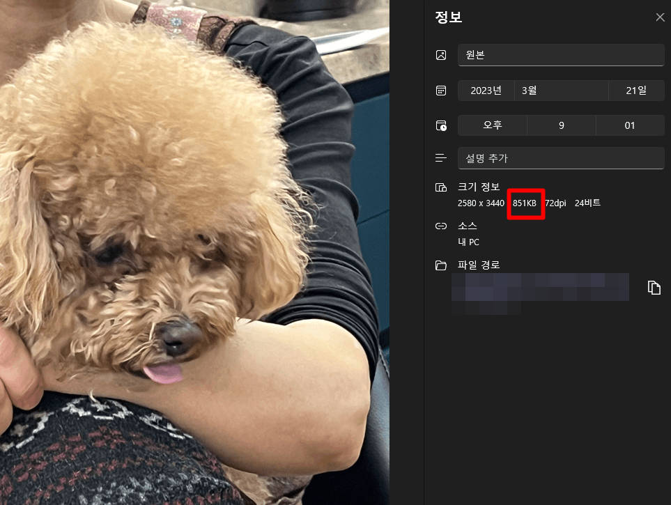 원본사진 용량
