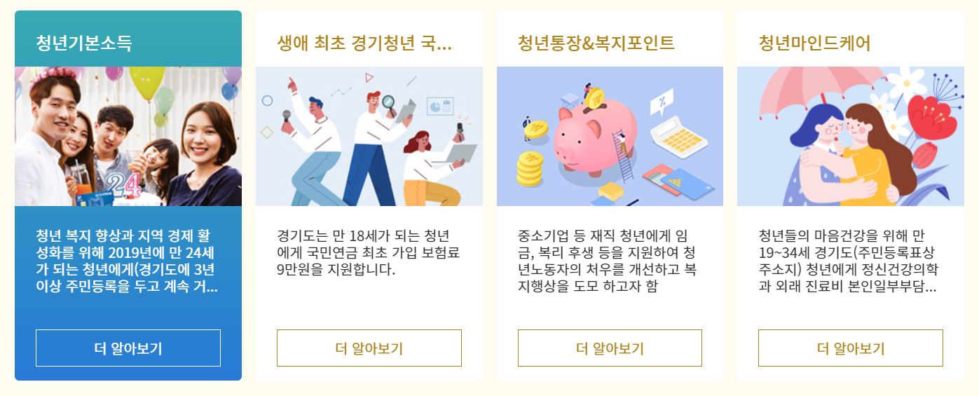  [경기도 복지 정책] 청년기본소득 / 경기청년 국민연금 / 청년통장 / 청년마인드케어