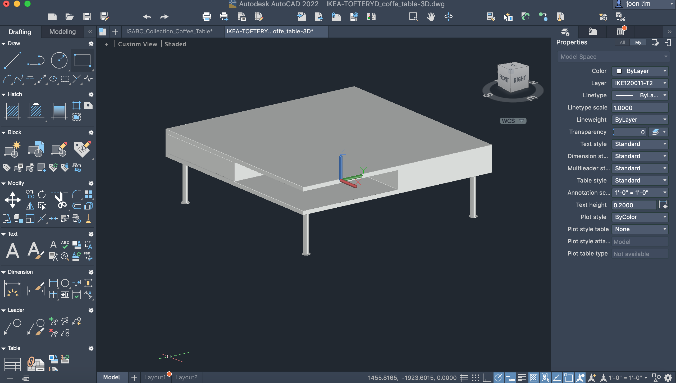  오토데스크: 오토캐드 AUTOCAD 이케아 가구  TOFTERYD 토프테뤼드 커피테이블 캐드 블록 모음: FREE AUTOCAD FURNITURE BLOCK 평면도/입면도에 사용 가능한 이케아 가구