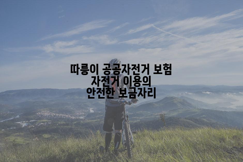따릉이 공공자전거 보험 자전거 이용의 안전한 보금자리