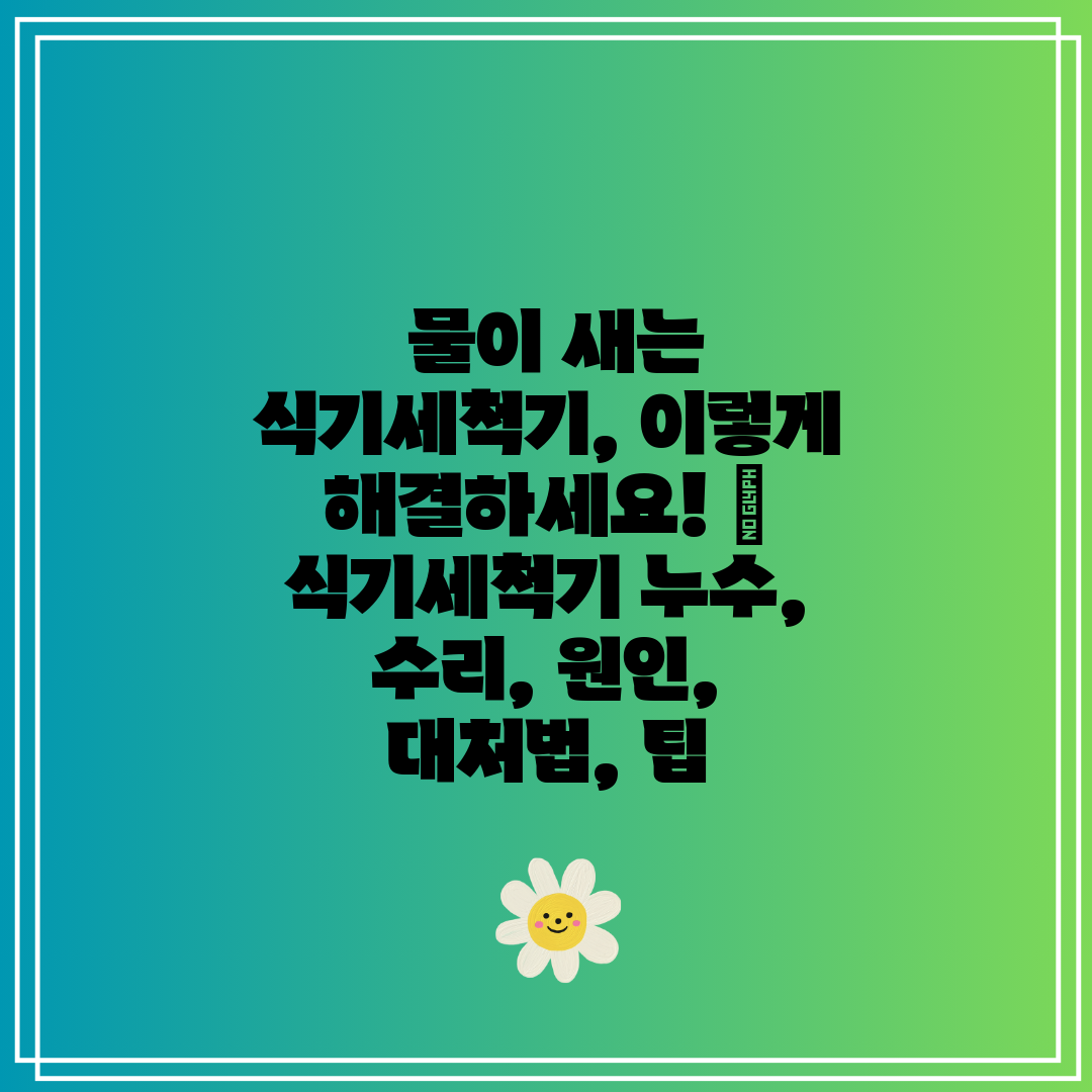 물이 새는 식기세척기, 이렇게 해결하세요! 식기세척
