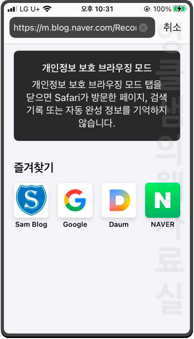 사파리 자주 방문한 웹 사이트