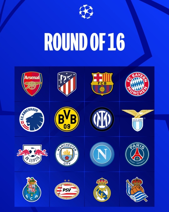  2023 ~ 2024 UEFA 챔피언스리그 16강 진출팀