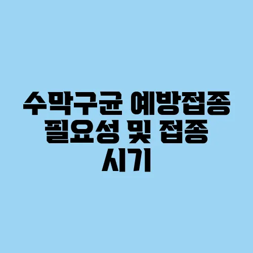 수막구균 예방접종 필요성 및 접종 시기