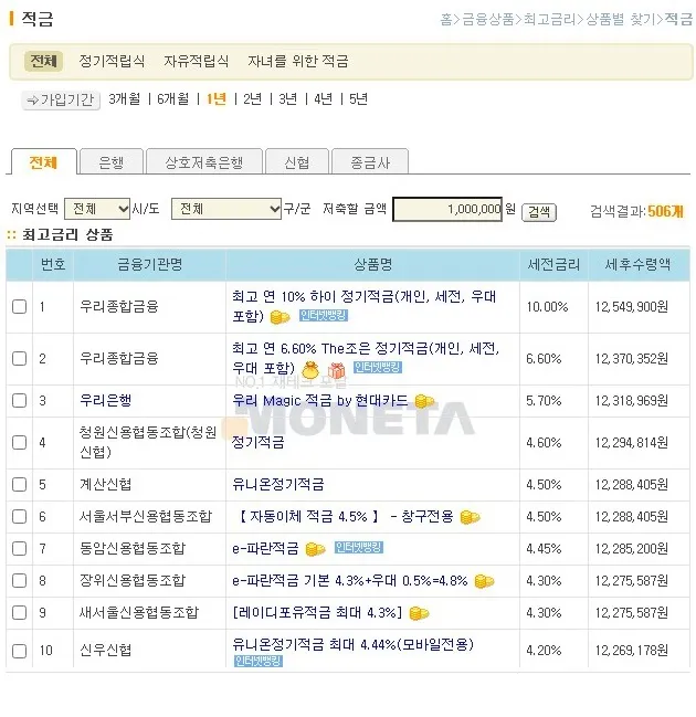 2025년 적금 베스트10