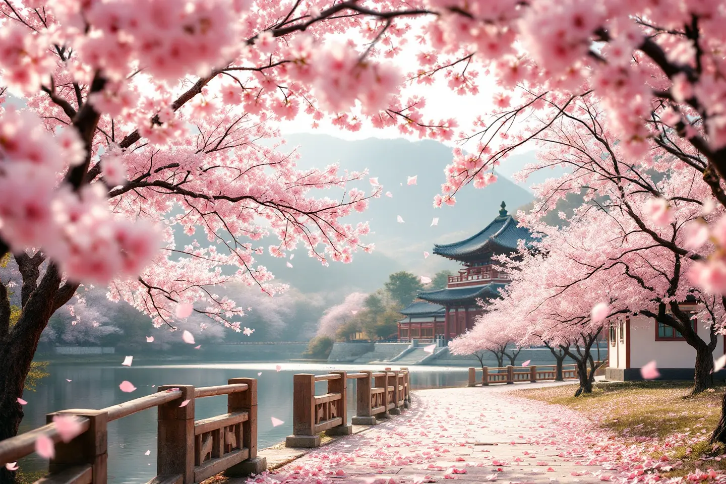 서울 봄 벚꽃과 전통차 - Seoul Spring Cherry Blossoms and Traditional Tea