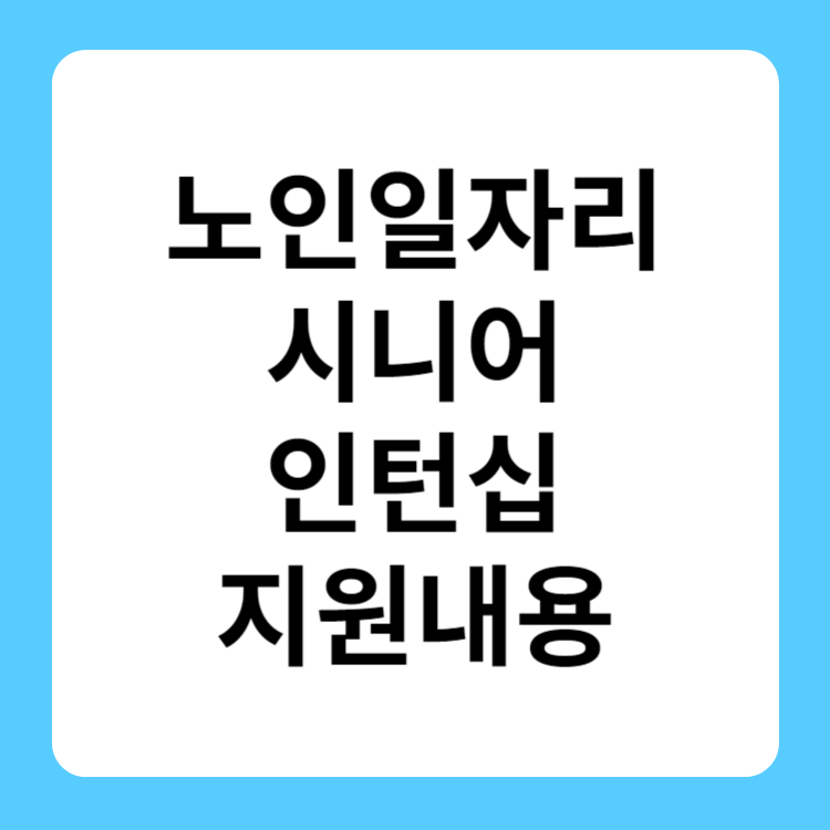 노인일자리 시니어인턴십