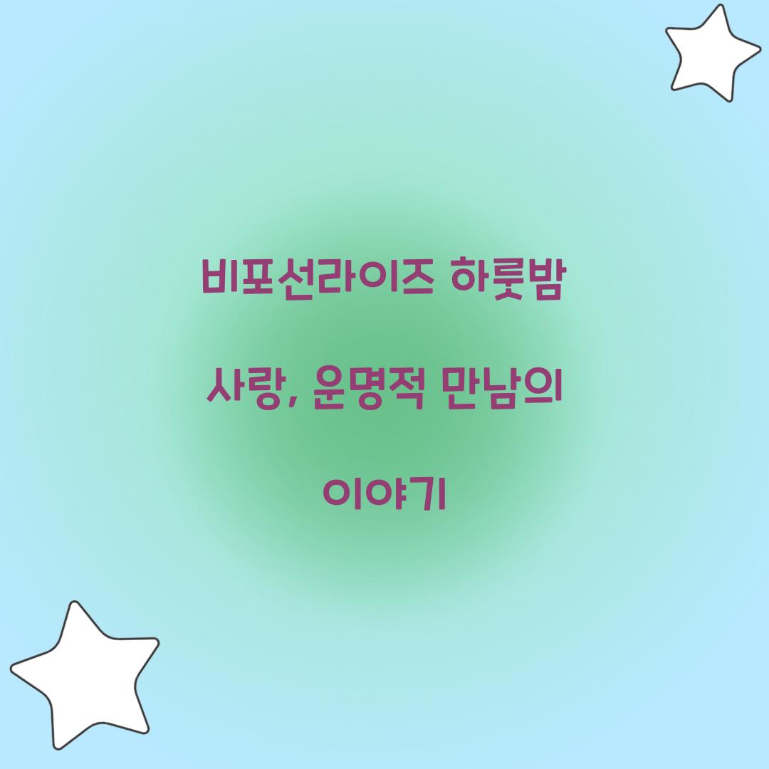 비포선라이즈 하룻밤 사랑
