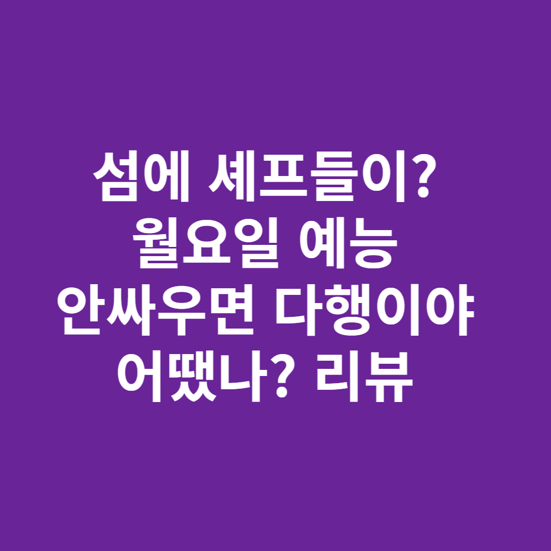 안싸우면 다행이야-예능-리뷰