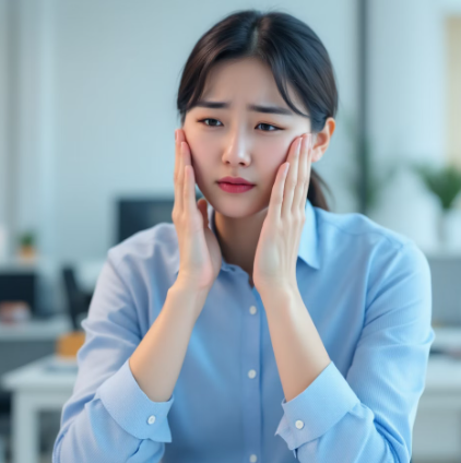 면접 직전 멘붕온 여성의 모습 이미지