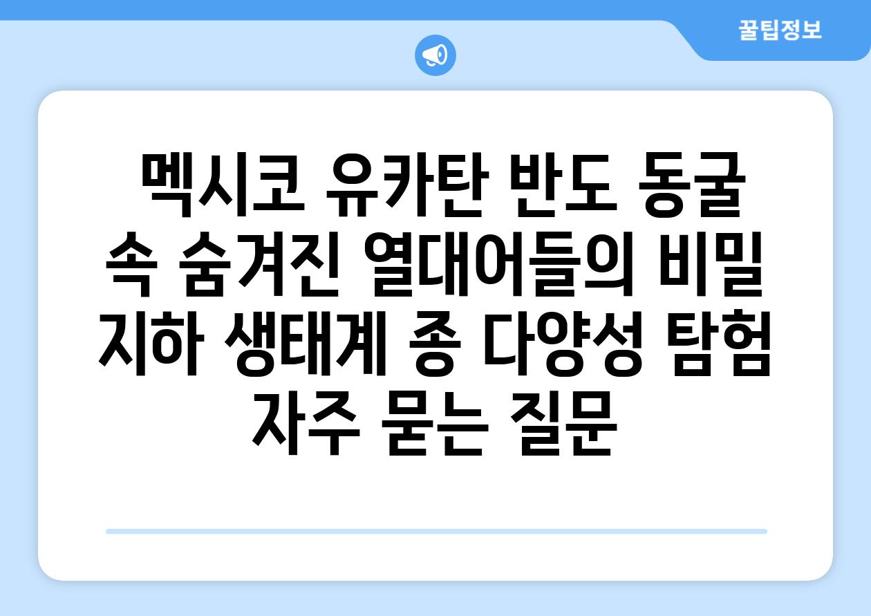 ## 멕시코 유카탄 반도 동굴 속, 숨겨진 열대어들의 비밀 |  지하 생태계, 종 다양성, 탐험