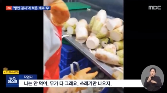  충격!  명인 김치공장에 썩은 배추, 무