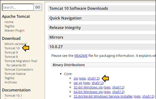 아파치 톰캣 버전 10 코어 다운로드