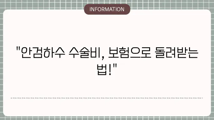 안검하수 수술비용 본인 청구