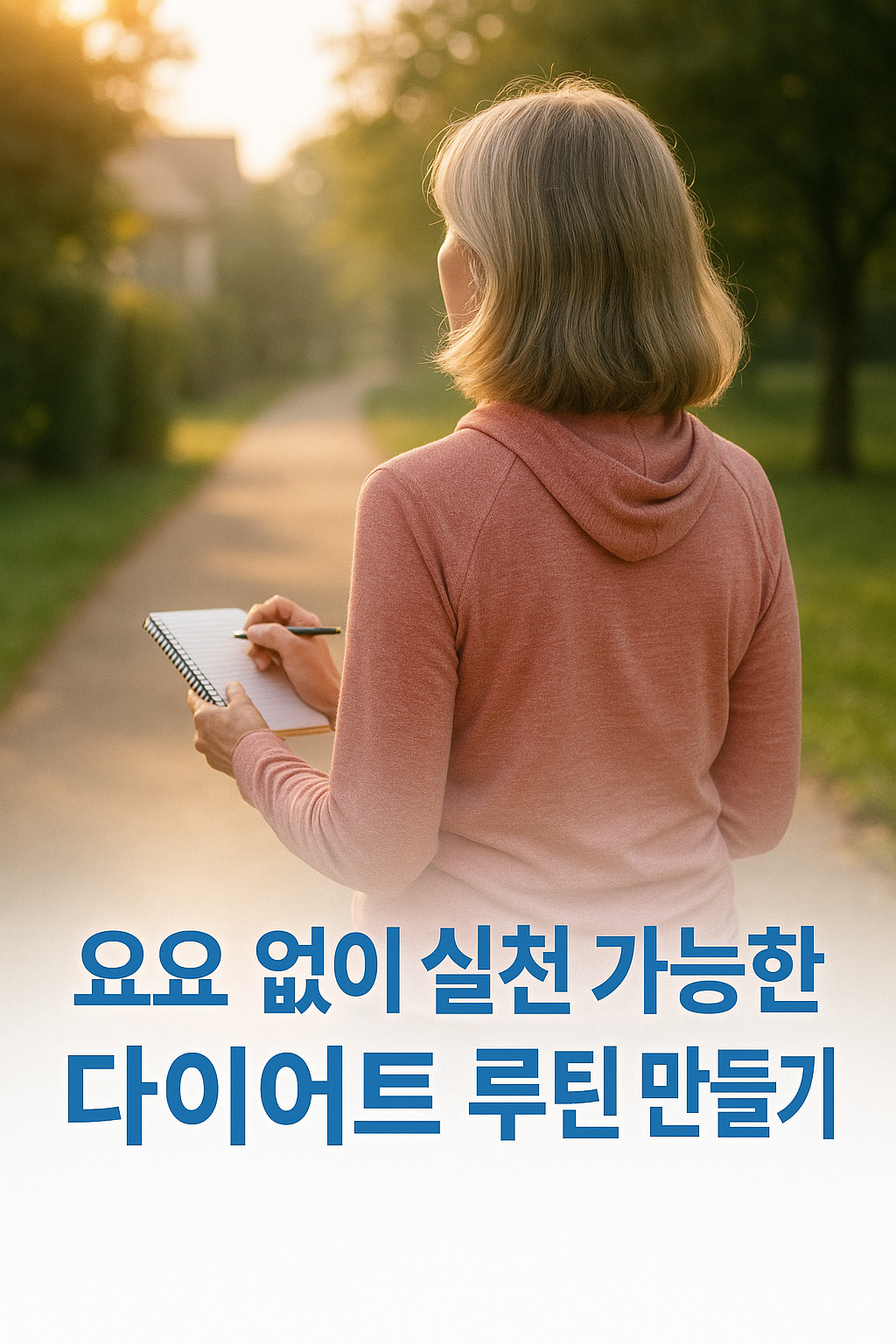 실천 가능한 다이어트 루틴을 체크하며 걷기 실천 중인 여성
