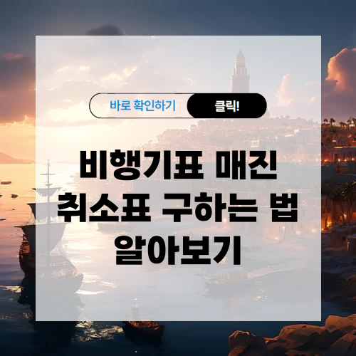 비행기표 매진 취소표 구하는 법 알아보기