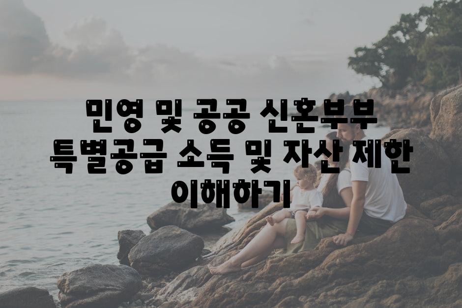 민영 및 공공 신혼부부 특별공급 소득 및 자산 제한 이해하기