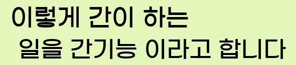  이렇게 간이 하는 일을 간기능 이라고 합니다