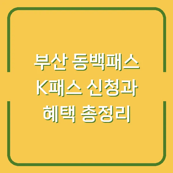 부산 동백패스 K패스 신청과 혜택 총정리