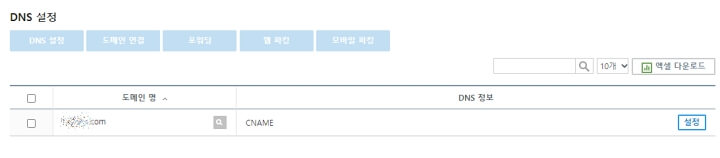 DNS관리툴에 들어간 화면입니다.