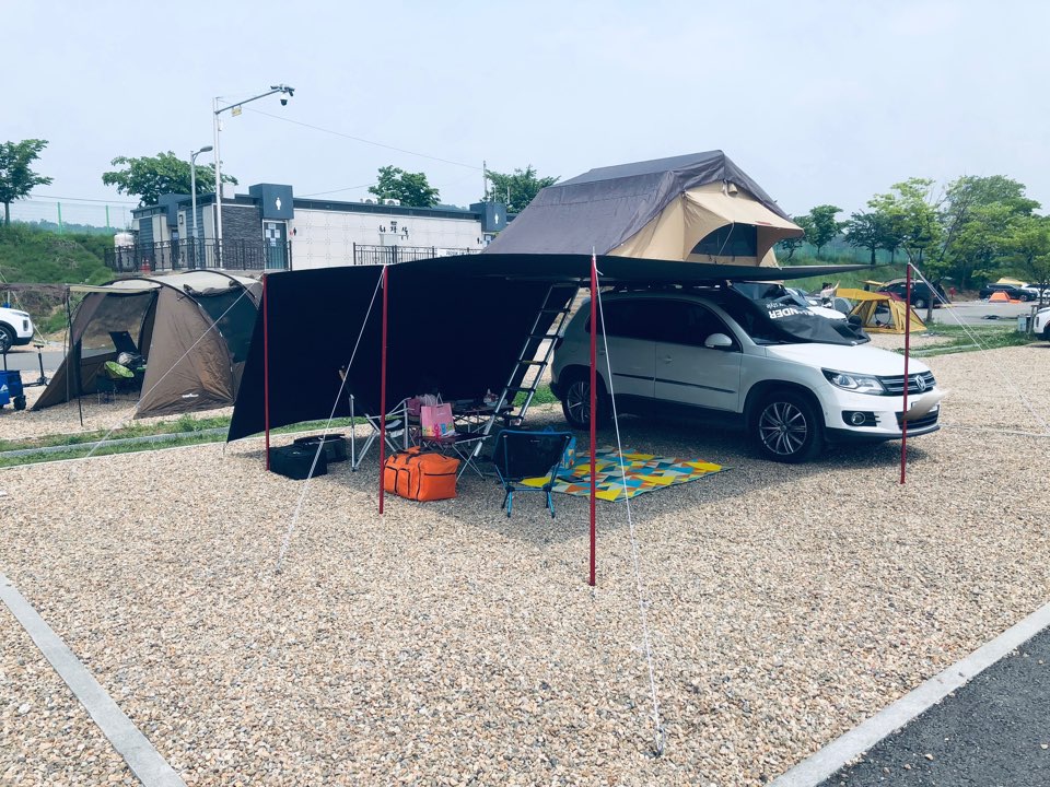  진위천 유원지 방문기 당일치기 캠핑장 방문(첫 루프탑 텐트 경험 및 실사용자가 말하는 장단점 및 구매팁)