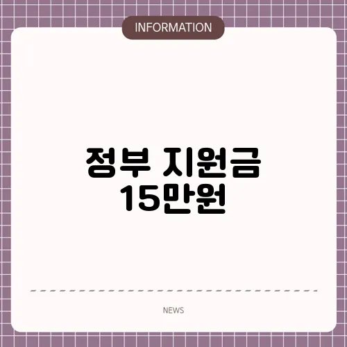 정부 지원금 15만원