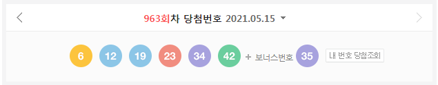  로또 963 당첨번호 (간단) 로또963회