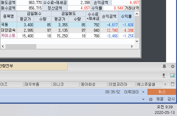  2020-05-13 주식 자동 매매 프로그램 거래 내역