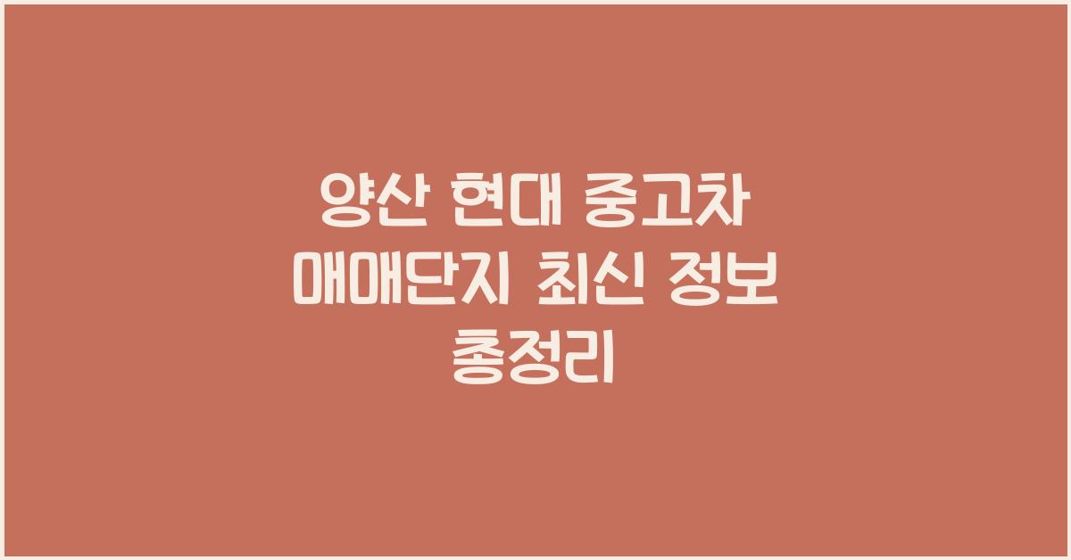 양산 현대 중고차 매매단지