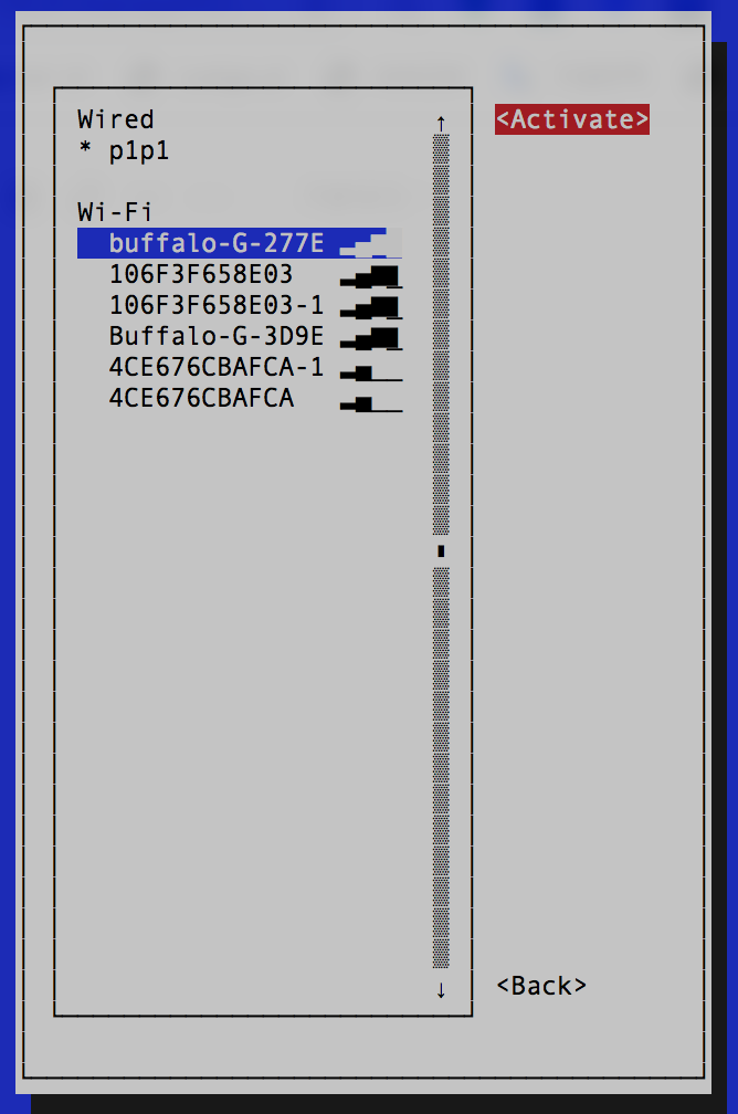 Wi-Fi 리스트에서 접속할 SSID를 선택후 우측상단의 <Activate>를 선택하여 접속합니다.
