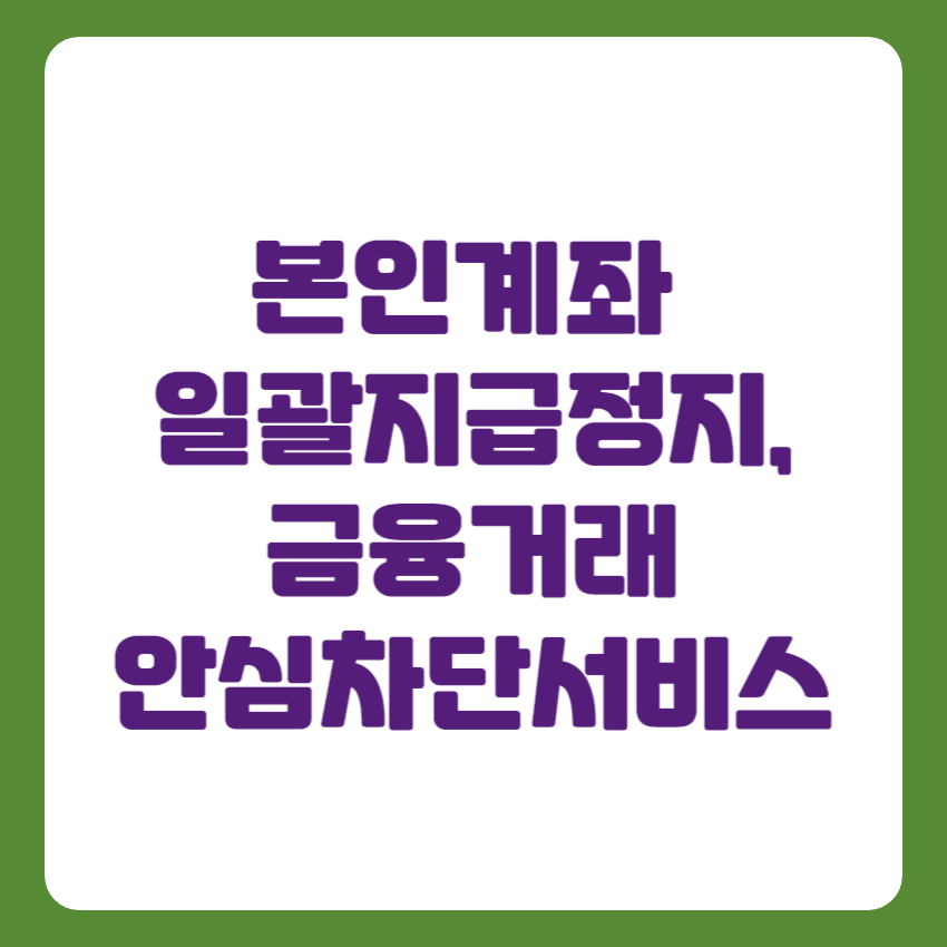 본인계좌 일괄지급정지 및 금융거래안심차단 서비스