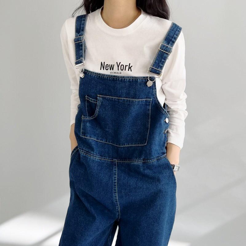 데님 멜빵바지 진청 멜빵바지