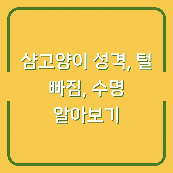 샴고양이 성격, 털 빠짐, 수명 알아보기