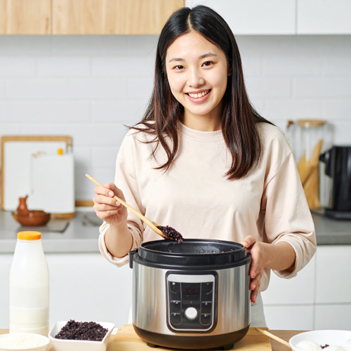흑미 20~30% 정도로 섞으면 부담 없이 즐길 수 있습니다