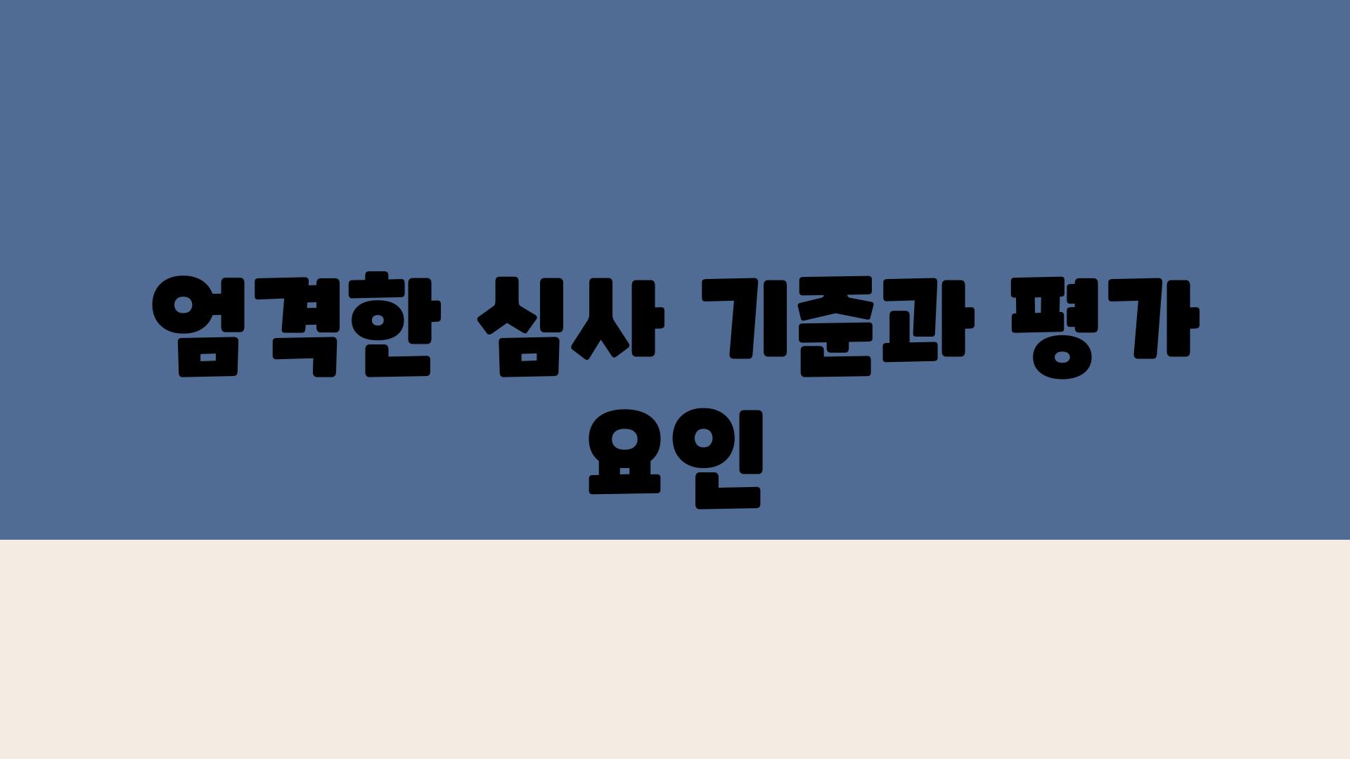 엄격한 심사 기준과 평가 요인