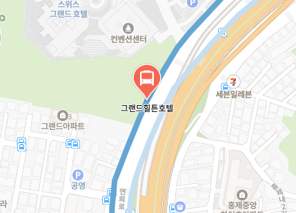 그랜드힐튼호텔에서 인천공항 리무진 공항버스(6005번) 지도 위치