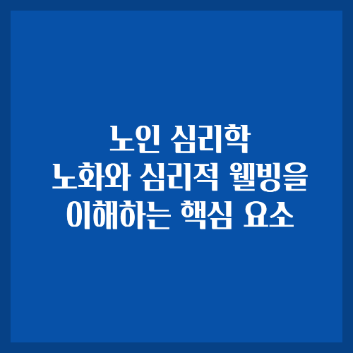 노인 심리학 노화와 심리적웰빙